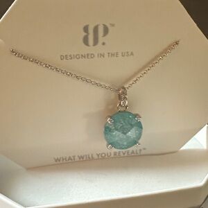 BP Silver Necklace with Blue Pendant